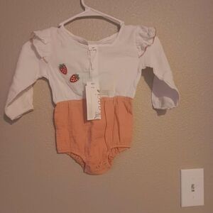 White and Pink Kids One Piece with Strawberry Design